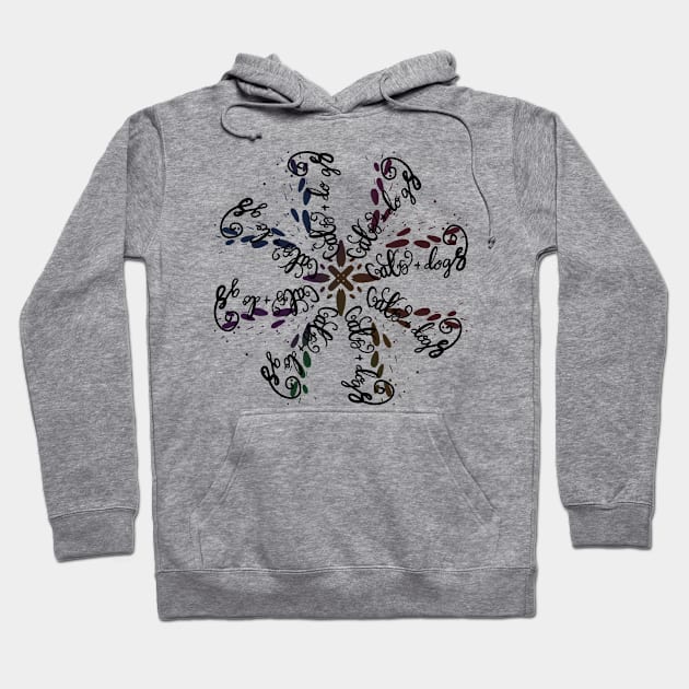 Cats and Dogs Floral Mandala Hoodie by PhantomDesign